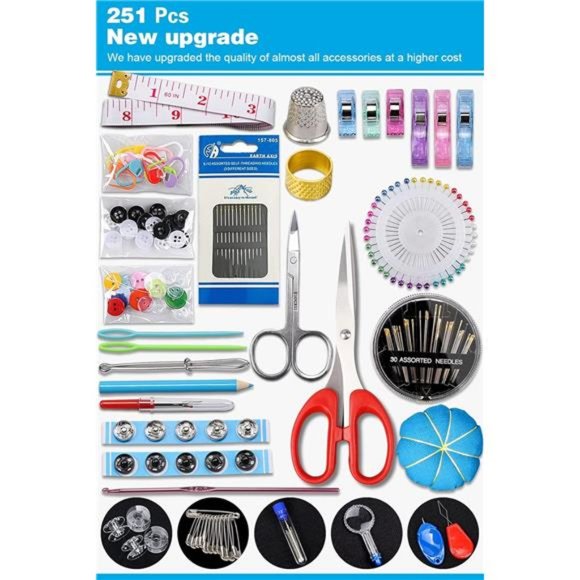 Large Sewing Kit for Adults:Newly Upgraded 251 Pcs Premium Sewing Supplies Set - Picture 2 of 6